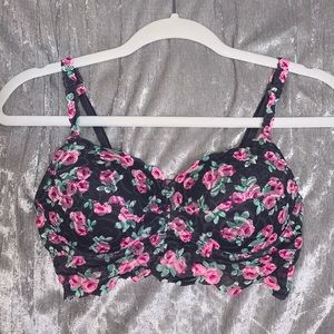 PINK floral lace bralette